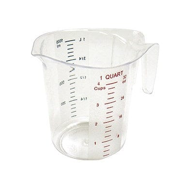 Winco Smallwares Each Winco PMCP-100 One Quart Measuring Cup with Colour Graduations and Secure Grip | Denson CFE