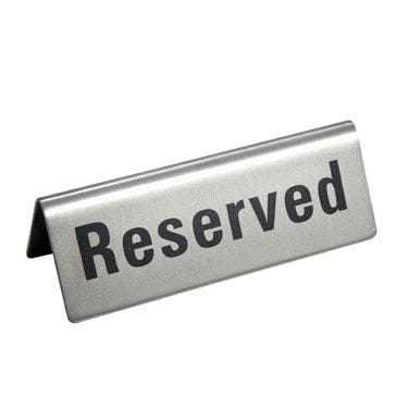 Winco Smallwares Each Winco RVS-4 Stainless Steel Reserved Sign | Denson CFE