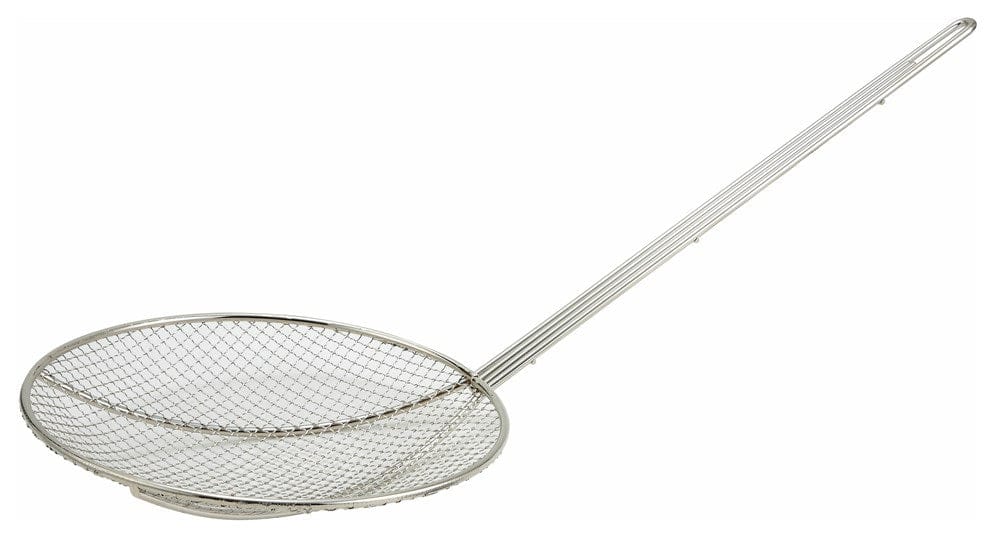 Winco Smallwares Each Winco SC9R 9 Inch Nickel Plated Wire Skimmer with Long Handle | Denson CFE