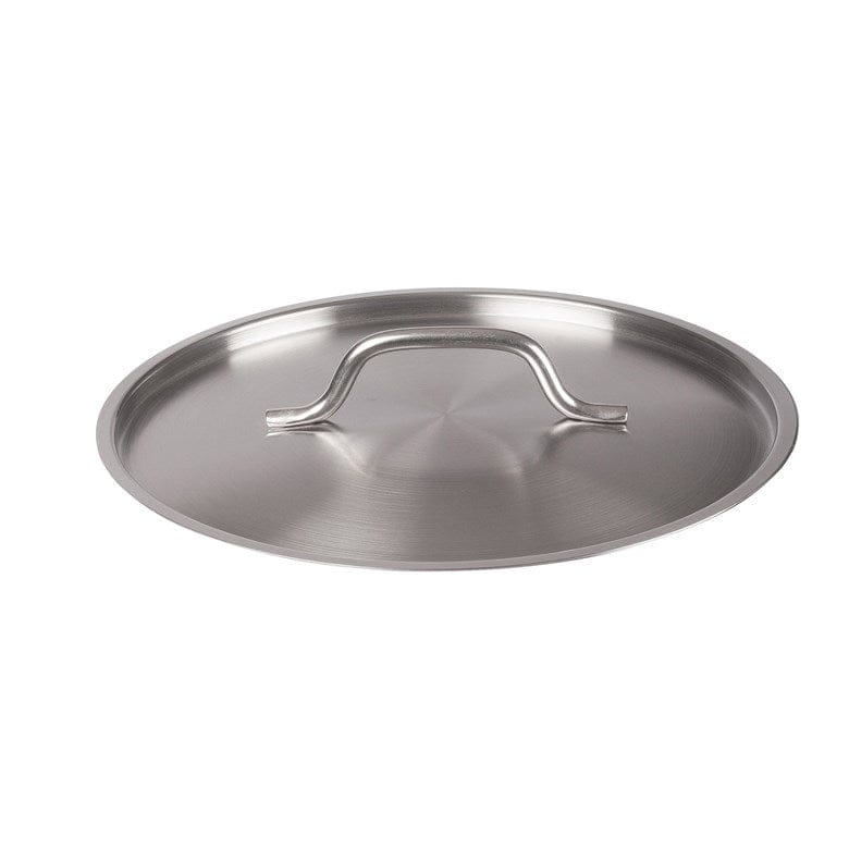 Winco Smallwares Each Winco SSTC-12F Stainless Steel Fry Pan Cover 13 Inch Diameter with Riveted Handle | Denson CFE