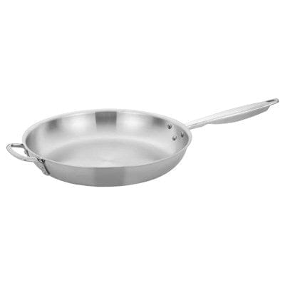 Winco Smallwares Each Winco TGFP-14 Tri-Gen Induction-Ready 14 Inch Triply Stainless Steel Fry Pan with Helper Handle | Denson CFE