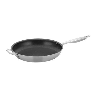 Winco Smallwares Each Winco TGFP-14NS Tri-Gen 14 Inch Tri-Ply Stainless Steel Fry Pan with Helper Handle Non-Stick | Denson CFE