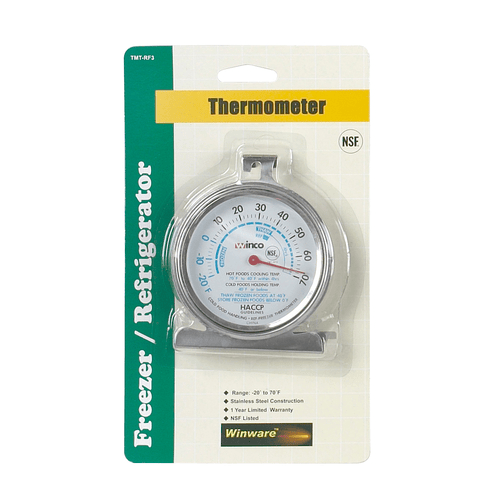 Winco Smallwares Each Winco TMT-RF3 Refrigerator Freezer Thermometer Dial Type -20 to 70°F with Dual Temperature Display | Denson CFE