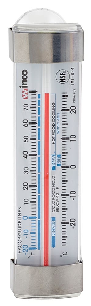 Winco Smallwares Each Winco TMT-RF4 Refrigerator Freezer Thermometer - Tube Style, Suction Cup Mount | Denson CFE