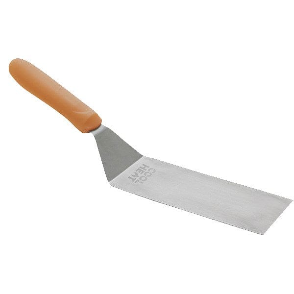 Winco Smallwares Each Winco TNH-64 Stainless Steel Offset Square Edge Turner with Orange Cool Heat Nylon Handle | Denson CFE