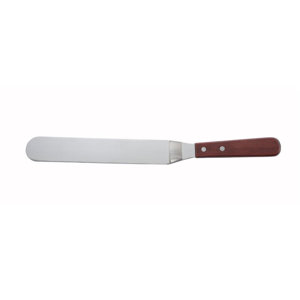 Winco Smallwares Each Winco TOS-9 Offset Spatula with Wooden Handle 8-3/8 x 1-1/2 Blade Dishwasher Safe Stainless Steel Satin Finish | Denson CFE