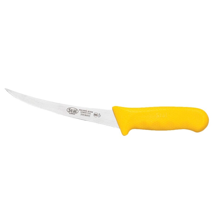 Winco Smallwares Each / Yellow Winco KWP-60Y Stal 6 Inch Curved Flexible Boning Knife Yellow Handle | Denson CFE