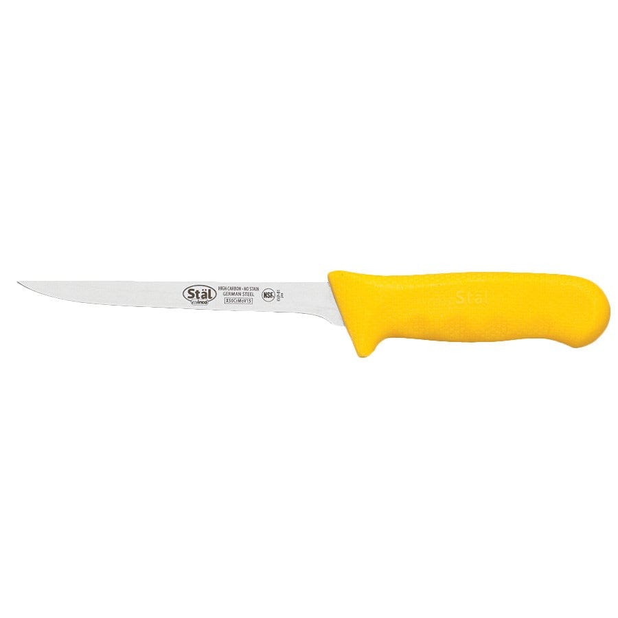 Winco Smallwares Each / Yellow Winco KWP-61Y Stal 6 Inch Narrow Boning Knife with Yellow Polypropylene Handle | Denson CFE