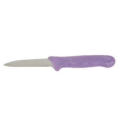 Winco Smallwares Pack / Purple Winco KWP-30P Allergen-Free Purple Paring Knives 3-1/4 Inch High Carbon Stainless Steel | Denson CFE