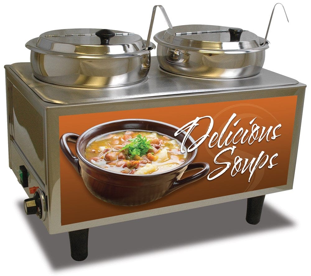 Winco Smallwares Set Winco Benchmark 51072S Countertop Food Pan Soup Station Warmer with Two Seven Quart Wells | Denson CFE