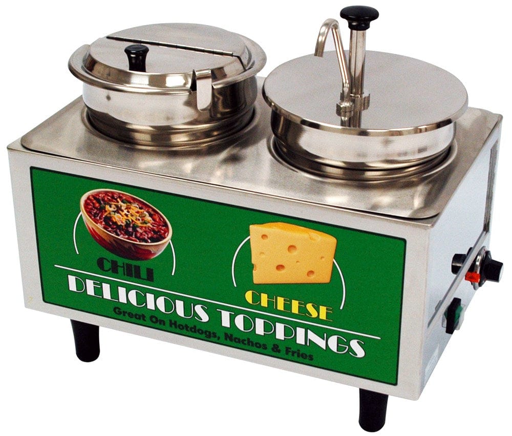 Winco Smallwares Set Winco Benchmark 51073A Countertop Chili and Cheese Food Topping Warmer with Two Seven Quart Wells | Denson CFE
