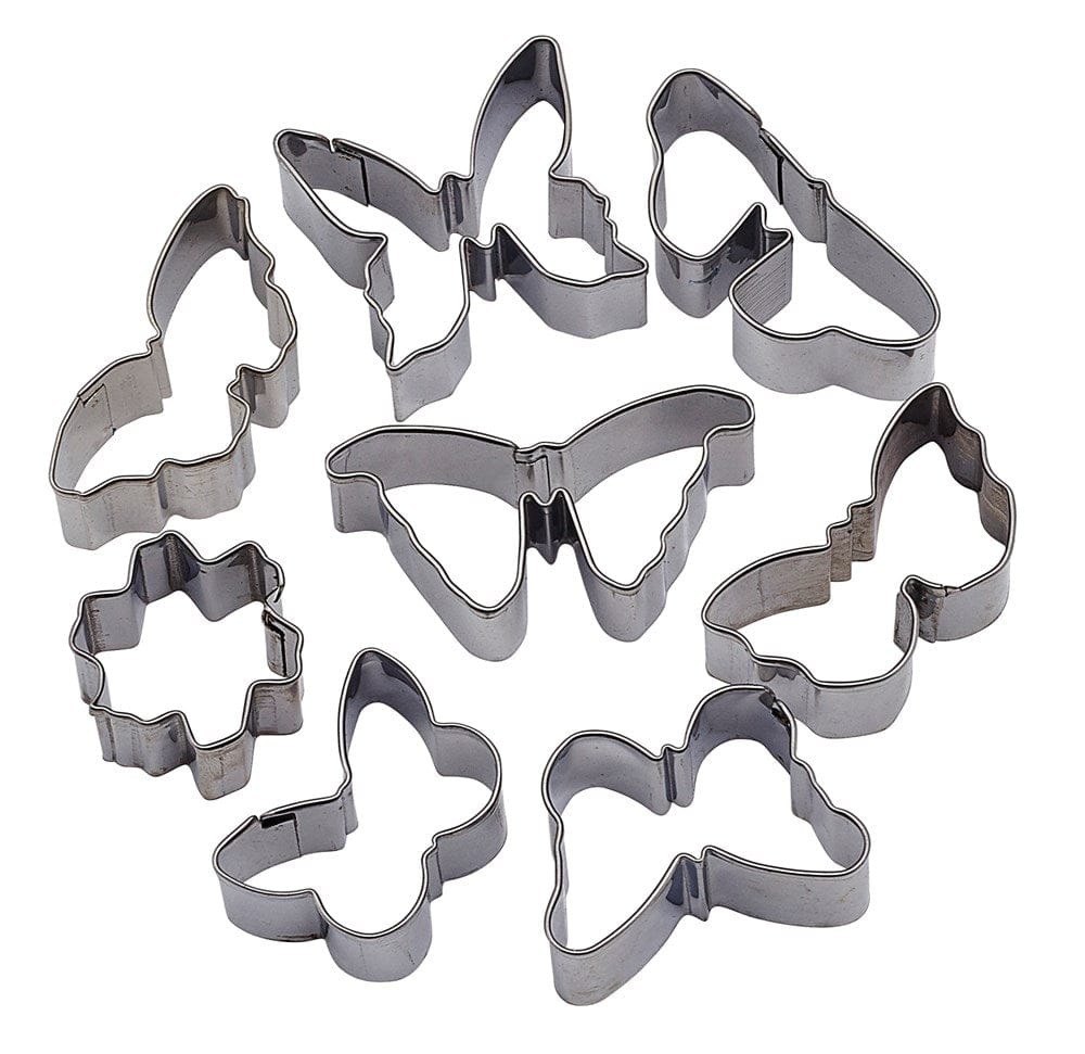 Winco Smallwares Set Winco CST-31 Butterfly Cookie Cutter Set 8 Piece Stainless Steel | Denson CFE