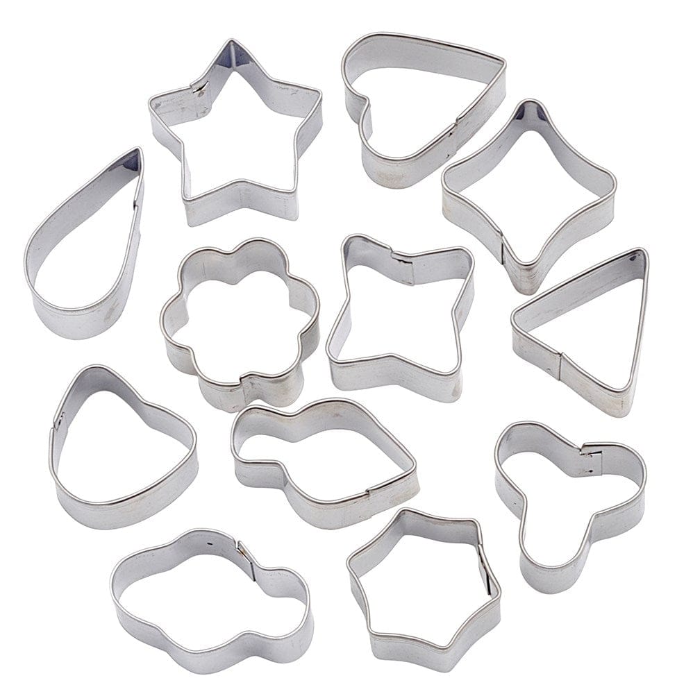 Winco Smallwares Set Winco CST-32 Stainless Steel Cookie Cutter Set 12 Pieces Various Shapes with Storage Container | Denson CFE
