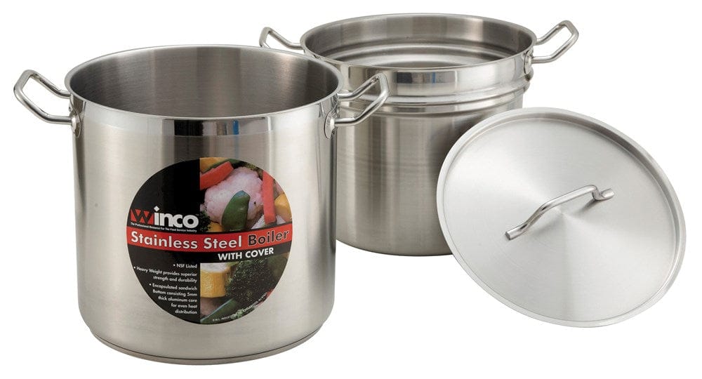 Winco Smallwares Set Winco SSDB12 12 Quart Stainless Steel Double Boiler with Cover Induction Ready Heavy Duty | Denson CFE