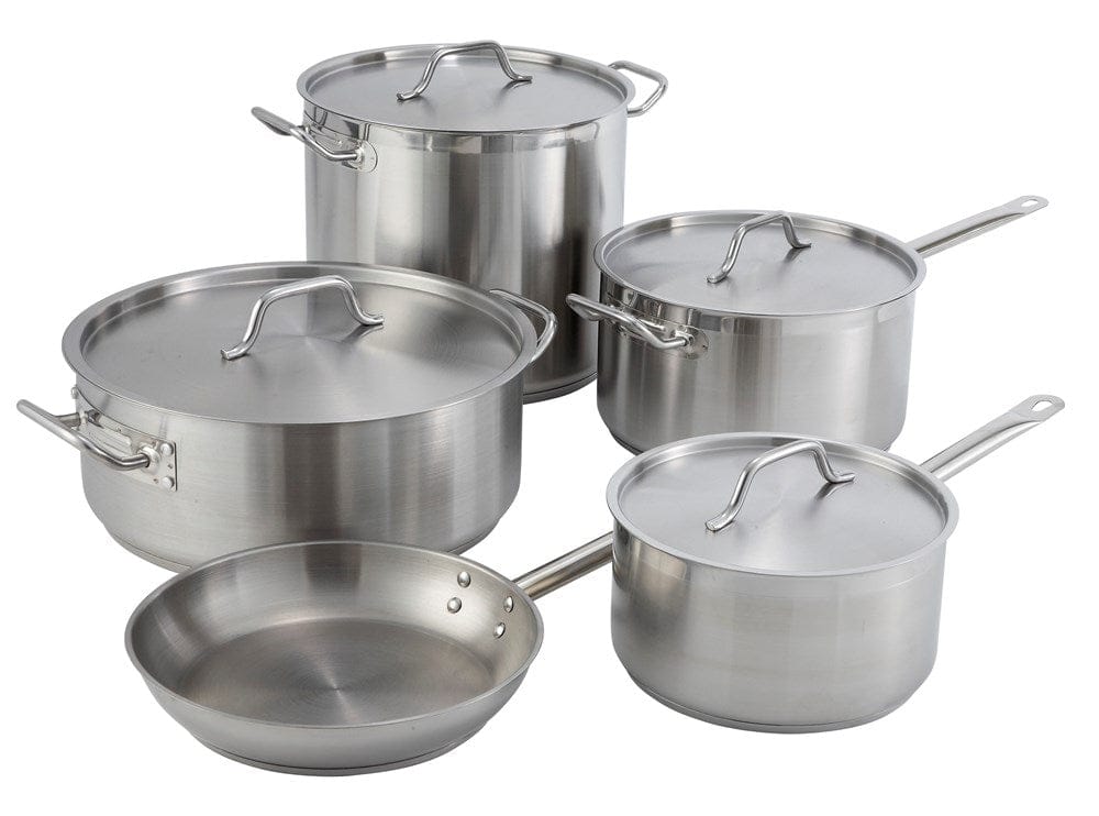 Winco Smallwares Set Winco SSLB-30 Premium 30 Quart Stainless Steel Brazier with Tri-Ply Heavy Duty Bottom | Denson CFE