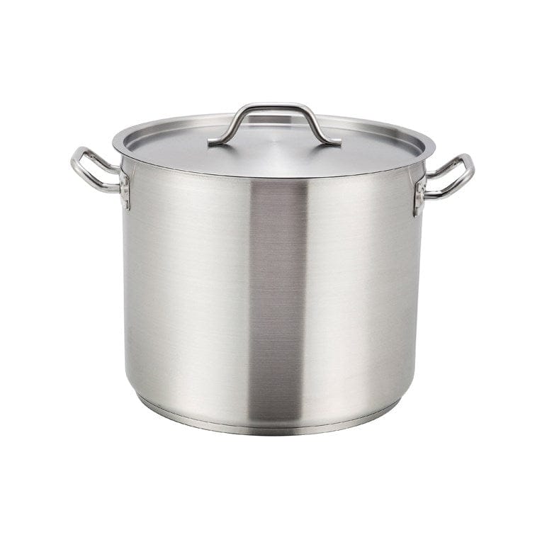 Winco Smallwares Set Winco SST-80 80 Quart Premium Stainless Steel Stock Pot with Lid | Denson CFE