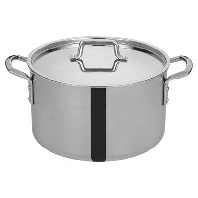 Winco Smallwares Set Winco TGSP-16 Stainless Steel 16 Quart Tri-Gen Induction Ready Stock Pot with Cover | Denson CFE