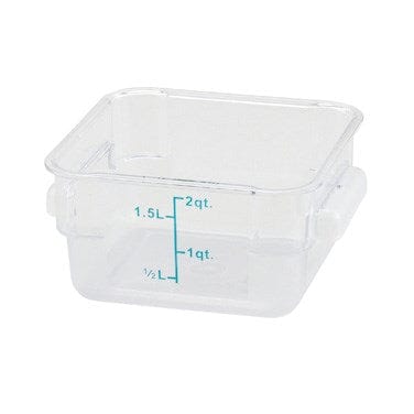 Winco Storage & Transport Each Winco PCSC-2C 2 Qt. Clear Square Polycarbonate Food Storage Container with Blue Gradations | Denson CFE