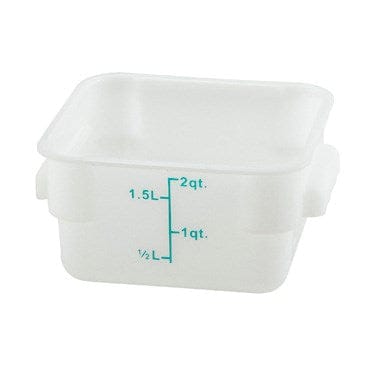 Winco Storage & Transport Each Winco PESC-2 2 Quart White Square Food Storage Container with Built-In Handles and Measurement Markings | Denson CFE