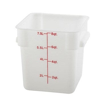 Winco Storage & Transport Each Winco PESC-8 8 Quart White Square Food Storage Container | Denson CFE