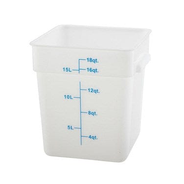 Winco Storage & Transport Each Winco PESC18 18 Quart White Square Food Storage Container with Handles and Measurement Markings | Denson CFE