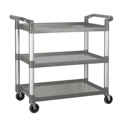 Winco Storage & Transport Set Winco UC-3019G 3-Tier Gray Plastic Utility Bus Cart for Heavy Duty Use | Denson CFE