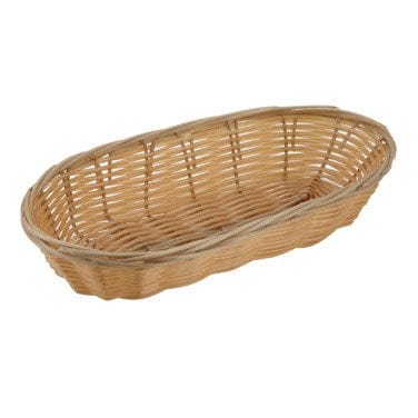 Winco Tabletop & Serving Dozen Winco PWBN-9B Long Oval Tan Polypropylene Woven Serving Basket | Denson CFE