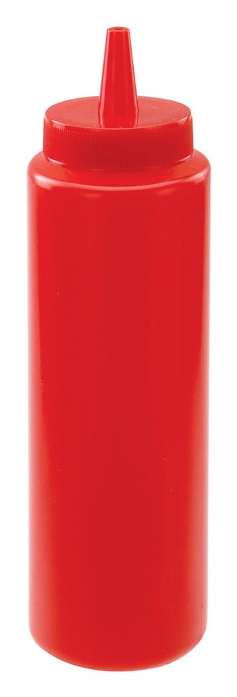 Winco Tabletop & Serving Pack / Red Winco PSB-08R 8 oz. Red Squeeze Bottle - 6/Pack | Denson CFE