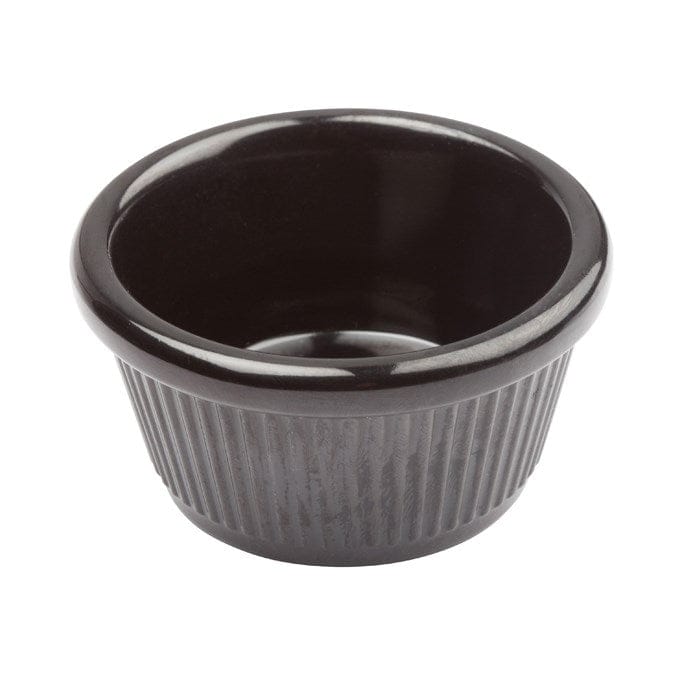 Winco Unclassified Dozen / Black Winco RFM-1K Fluted Black Ramekin 1.5 Ounce Heat Resistant Dishwasher Safe Break Resistant | Denson CFE