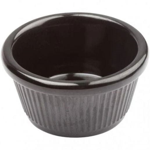 Winco Unclassified Dozen / Black Winco RFM-2K 2 oz Fluted Black Melamine Ramekin - 12/Pack | Denson CFE