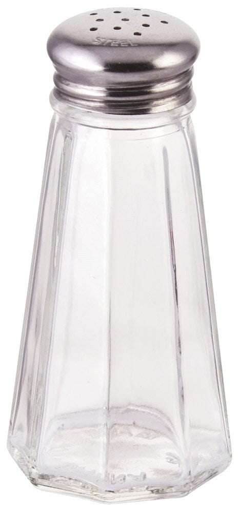 Winco Unclassified Dozen Winco G-117 Paneled Shaker 3 Ounce Mushroom Top Glass and Stainless Steel | Denson CFE