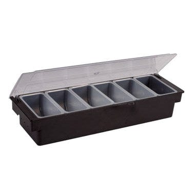 Winco Unclassified Each / Black Winco CCH-6 Condiment Holder, 6 Compartment, Black Plastic Base