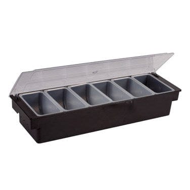 Winco Unclassified Each / Black Winco CCH6 Condiment Holder Six Compartment Black Plastic Base for Organized Kitchen | Denson CFE