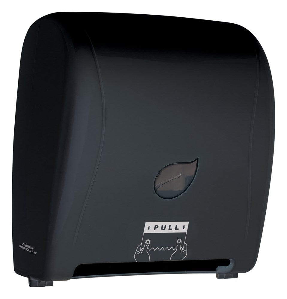 Winco Unclassified Each / Black Winco TDAC-8K Pur-Clean Auto Cut Roll Towel Dispenser Wall Mount Hands-Free Black | Denson CFE