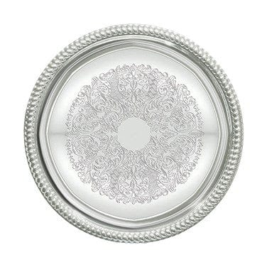 Winco Unclassified Each Winco CMT-14 Round Serving Tray with Gadroon Edge 14 Inch Chrome Plated | Denson CFE