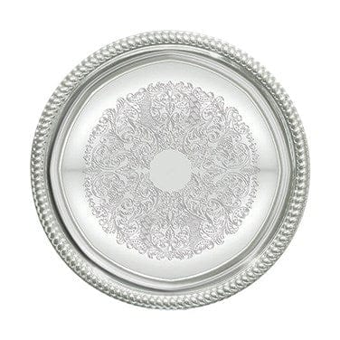 Winco Unclassified Each Winco CMT-14 Round Serving Tray with Gadroon Edge 14 Inch Chrome Plated | Denson CFE