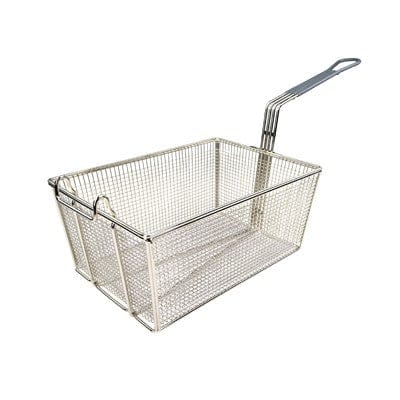 Winco Unclassified Each Winco FB-35 Nickel Plated Rectangular Fry Basket with Gray Handle 13-1/4 x 9-1/2 inches | Denson CFE