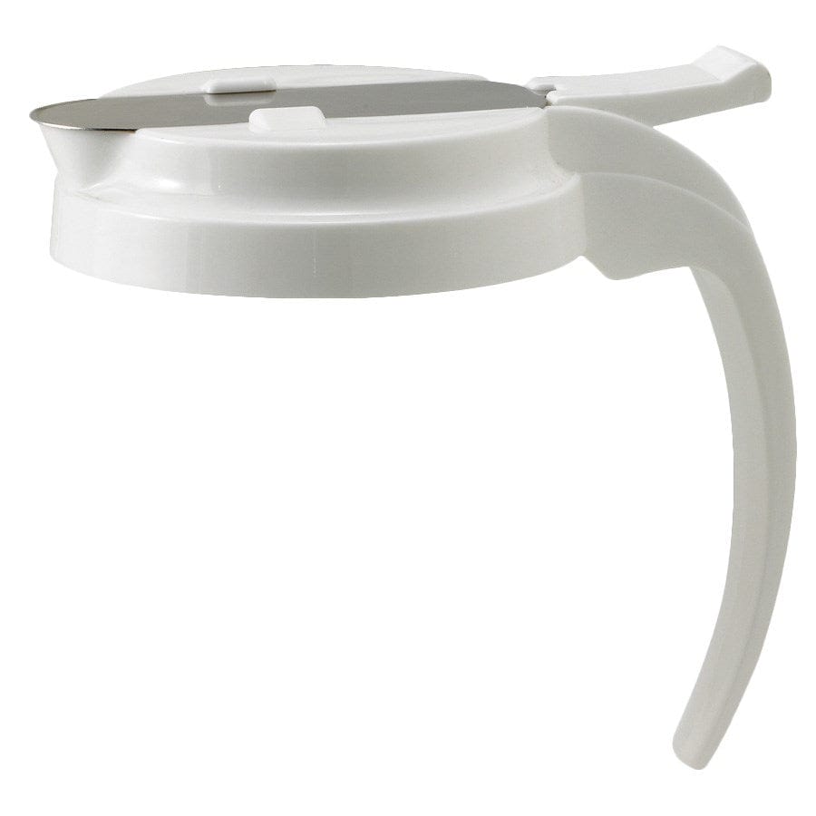 Winco Unclassified Each Winco PSUD-WLid White Plastic Lid for 32oz and 48oz Syrup Dispenser with Stainless Steel Slide Cover | Denson CFE