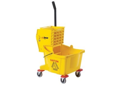 Winco Unclassified Each / Yellow Winco MPB-26 Mop Bucket, with wringer, 26 qt., side press, yellow