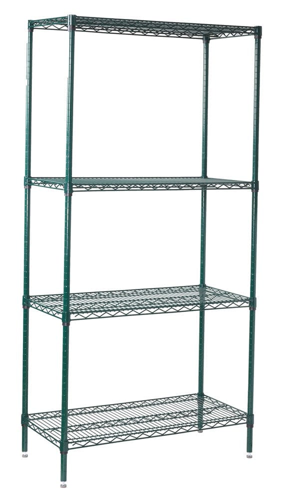 Winco Unclassified Set Winco VEXS-1848 Epoxy Coated Wire Shelving Set 18 inch x 48 inch x 72 inch | Denson CFE