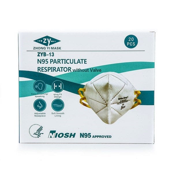 ZYB Essentials Box of 20 ZYB-13 N95 Particulate Respirator Mask - 20 Pack | NIOSH Certified | Denson CFE