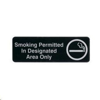0 Essentials Smoking Permitted In Designated Area Only" Sign