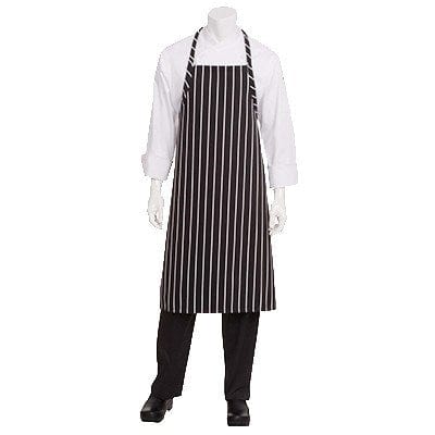 Chef Works Essentials Each English Chef Apron Black with Chalk Stripe