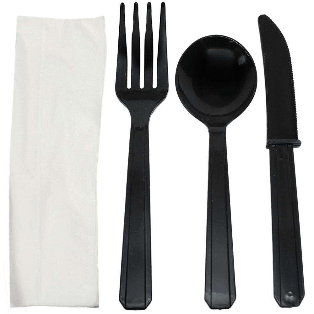 Denson CFE Essentials Case C1191220 - UTENSIL KIT - HEAVY 250 Set/CS Heavy Black, Knife, Fork, Soupspoon, Napkin