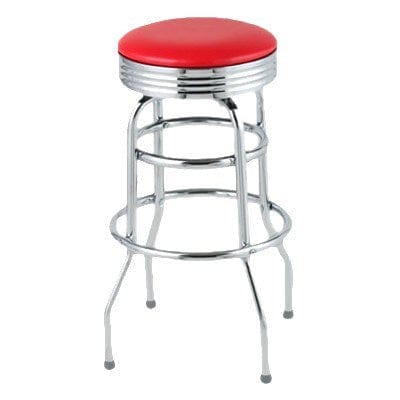 Royal Industries Essentials Classic Diner Bar Stool, 31"H, 14" dia., round, backle