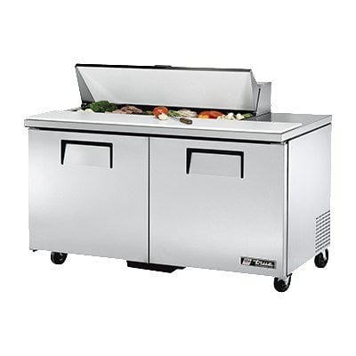 True Food International Canada Refrigerated Prep Tables Each True TSSU-60-12-HC 60 3/8" Two Door Sandwich / Salad Prep Refrigerator with 4 Shelves, 12 Pans and Hydrocarbon Refrigerant - 115V